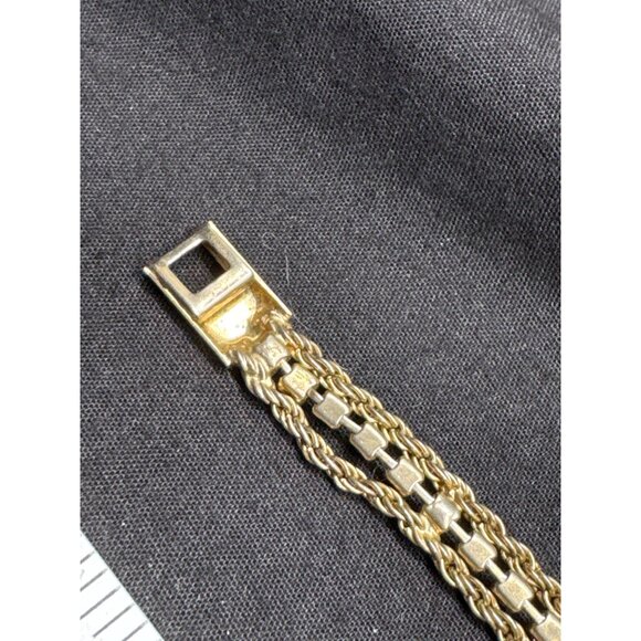 Vintage Gold Tone with Pink Stones Tennis Bracelet 7.25" Elegant & Timeless Jewe - Picture 4 of 6